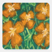 Orange Blume Quadratischer Aufkleber (Vorderseite)