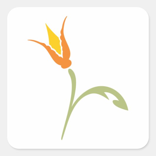 Orange Blume Quadratischer Aufkleber (Vorderseite)