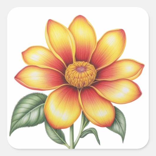 Orange Blume Quadratischer Aufkleber (Vorderseite)