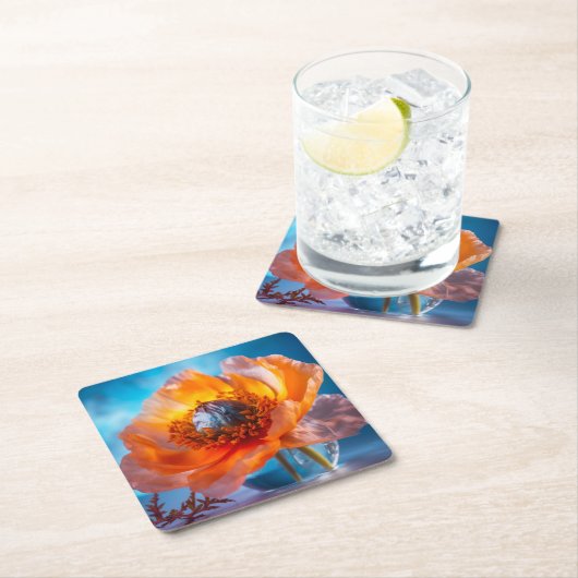 Orange Blume Rechteckiger Pappuntersetzer (Vor Ort)