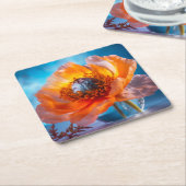 Orange Blume Rechteckiger Pappuntersetzer (angewinkelt)