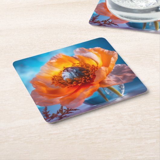 Orange Blume Rechteckiger Pappuntersetzer (angewinkelt)