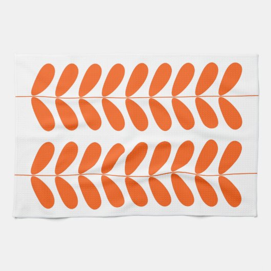 Orange Blume Retro Mitte Jahrhundert Moderne Geschirrtuch (Horizontal)