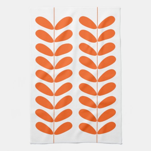 Orange Blume Retro Mitte Jahrhundert Moderne Geschirrtuch (Vertikal)