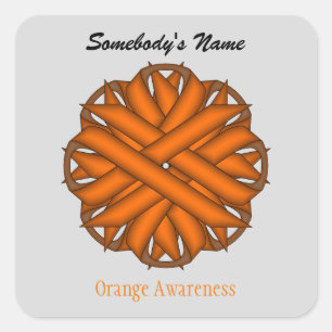 Orange Blume Ribbon von Kenneth Yoncich Quadratischer Aufkleber