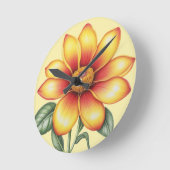 Orange Blume Runde Wanduhr (Winkel)
