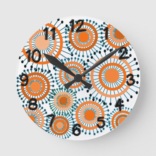 Orange Blume  Runde Wanduhr (Vorderseite)