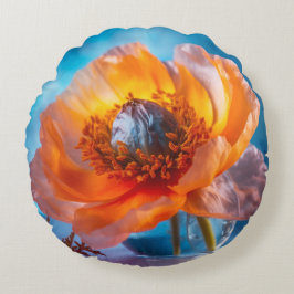 Orange Blume Rundes Kissen