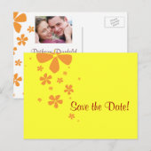 Orange Blume Save the Date Postkarte mit Foto (Vorne/Hinten)