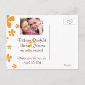 Orange Blume Save the Date Postkarte mit Foto (Rückseite)