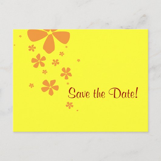 Orange Blume Save the Date Postkarte mit Foto (Vorderseite)