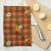 Orange Blume Schachbrett Küchentuch (Viertel Falte)