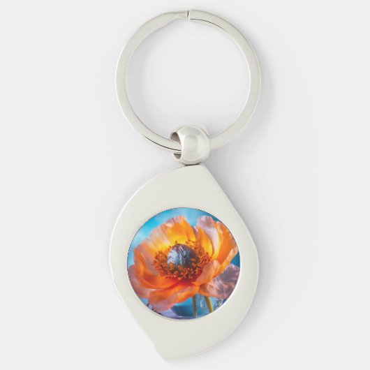 Orange Blume Schlüsselanhänger (Vorderseite)
