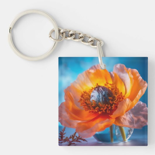Orange Blume Schlüsselanhänger (Vorderseite)