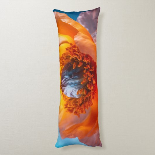 Orange Blume Seitenschläferkissen (Rückseite (Vertikal))