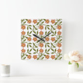 ORANGE BLUME SQUARE WAND CLOCK QUADRATISCHE WANDUHR (Zuhause)