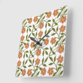ORANGE BLUME SQUARE WAND CLOCK QUADRATISCHE WANDUHR (Winkel)