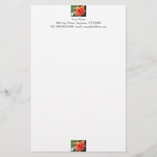Orange Blume Stationery Briefpapier (Vorderseite)