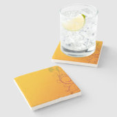 Orange Blume Steinuntersetzer (Seitenansicht)