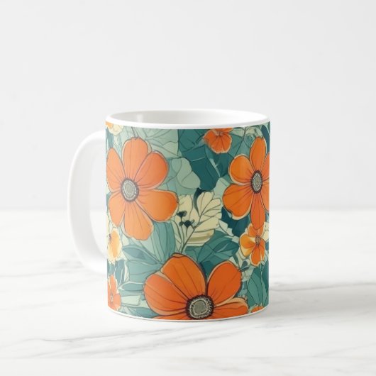 Orange Blume Tasse (Vorderseite Links)