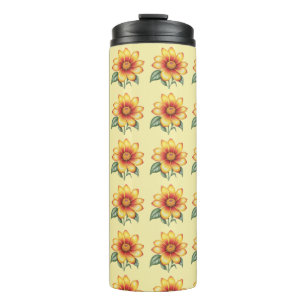 Orange Blume Thermosbecher