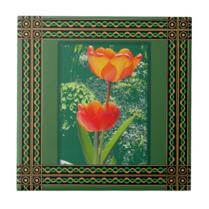 Orange Blume Tile Fliese