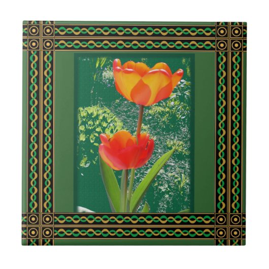 Orange Blume Tile Fliese (Vorderseite)