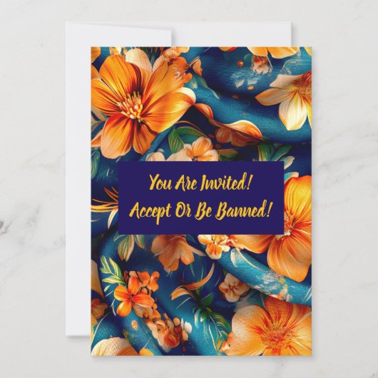 Orange Blume überall Einladung (Vorderseite)