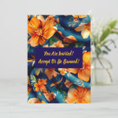 Orange Blume überall Einladung (Stehend Vorderseite)