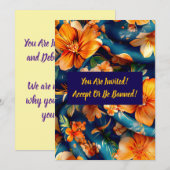 Orange Blume überall Einladung (Vorne/Hinten)