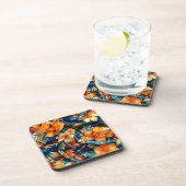 Orange Blume überall Getränkeuntersetzer (Rechte Seite)
