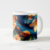 Orange Blume überall Jumbo-Tasse (Vorderseite Rechts)