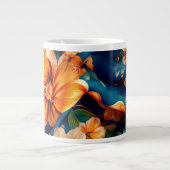 Orange Blume überall Jumbo-Tasse (Vorderseite)