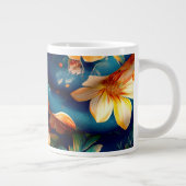 Orange Blume überall Jumbo-Tasse (Rechts)