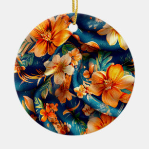 Orange Blume überall Keramik Ornament