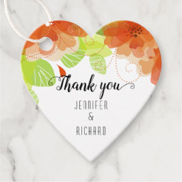 Orange Blume und Kalligraphie Hochzeit Vielen Dank Geschenkanhänger