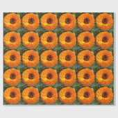 Orange Blume Wrapping Paper Geschenkpapier (Flach)