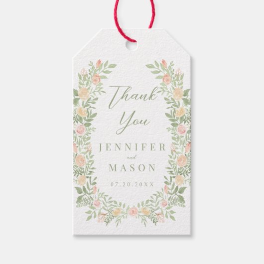 Orange Blumen boho chic rustikale Hochzeit danke Geschenkanhänger (Vorderseite)