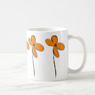 Orange Blumen Kaffeetasse