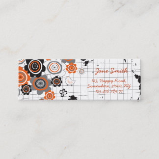 Orange Blumen-Kükengrunge-Tinte befleckt Mini Visitenkarte