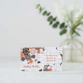 Orange Blumen-Kükengrunge-Tinte befleckt Visitenkarte (Stehend Vorderseite)