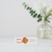 Orange Blumen Mini Visitenkarte (Stehend Vorderseite)