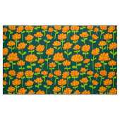 Orange Blumen-Muster 240515 - auf DK-Grün 004840 Stoff (Fat Quarter (45,7 x 55,9 cm))