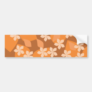 Orange Blumen. Retro Blumenmuster Autoaufkleber