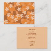 Orange Blumen. Retro Blumenmuster Visitenkarte (Vorne/Hinten)