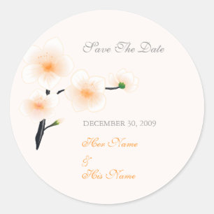 Orange Blumen Save the Date Runder Aufkleber