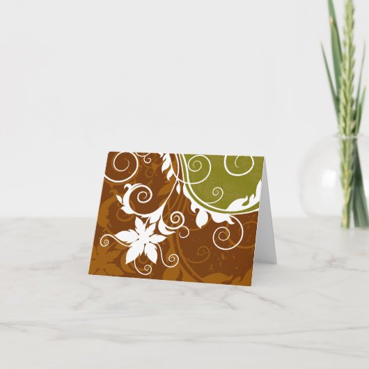 Orange Blumen-Silhouette Notecard Karte (Vorderseite)