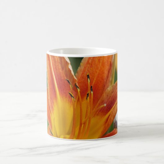 Orange Blumen-Tasse Kaffeetasse (Mittel)