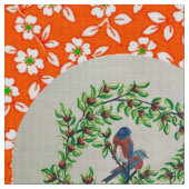 Orange Blumen Western Bluebird Fabric Stoff (Nahaufnahme)