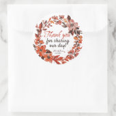 Orange Blumenkranz Vielen Dank Runder Aufkleber (Tasche)